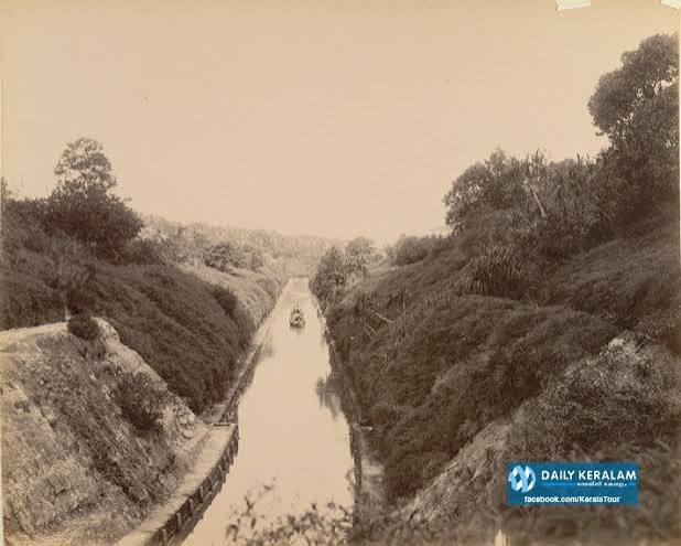 Kerala - Photograph taken about 1900 by the Government photographer, Zacharias D'Cruz of the Varkala Canal, in the erstwhile Travancore during Lord Curzon's visit to the State. It is one of 76