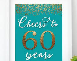 60th Birthday Banner With Picture Cheers To 60 Years Turquoise 60th Birthday Decor Gold 60th Birthday Banner 60th Printable Party 60th Ann Anniversary Sign 60th Birthday Banner 60th Anniversary