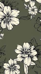 Black and white elegant background with hand drawn tulip flowers. Green Elegant Flowers Phone Background Patterns Pattern Wallpaper Iphone Background Wallpaper