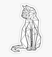 Aesthetic Black And White Geometric Animal Drawings Stickers Geometric Cat Cat Stickers Geometric Tattoo