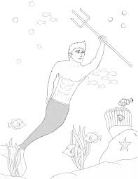 Merman With Trident Coloring Page Mermaid Coloring Pages 100% free cryptids coloring pages.