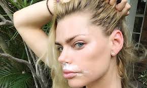 Facial hair material is made of human hair fiber and made for adults and children alike. Sophie Monk Rocks A White Moustache Using Nair Hair Removal Cream Daily Mail Online