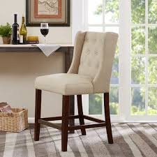 This Beautiful Button Tufted Counter Stool Is Upholstered In A Beautiful Woven Fabric That Coordinate Perfect Counter Stools Dining Room Bar Counter Bar Stools