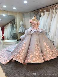 Michael Cinco Superb Ball Gown Garden Wedding Gowns Handmade Flowers 3d Floral Applique Puffy Princess Lac Ball Gowns Casual Wedding Dress Camo Wedding Dresses