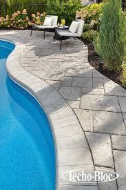 Outdoor Poolside Bullnose Cap Blu Slab Www Techo Bloc Com Backyard Pool Landscaping Pool Remodel Pool Paving