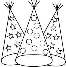 Birthday Party Hat Clipart Black And White Party Hats New Year S Eve New Year Coloring Pages Happy Birthday Coloring Pages Birthday Coloring Pages