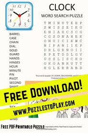 Clock Word Search Puzzle Free Printable Puzzles Word Search Puzzles Printables Free Printable Word Searches