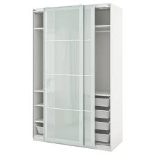 Many of our wardrobes include interior fittings such clothes rails and shelves to help you organize your stuff. Pax Sekken White Frosted Glass Wardrobe Combination Width 150 0 Cm Height 236 4 Cm Ikea