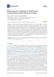 Pdf Addressing The Challenge Of Verbal Irony Getting Serious About Sarcasm Training