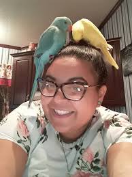 This is Sami, a 12 year old, New To Me , Red Bellied Parrot. I adopted him  this past March. He is scared of hands around his face and clearly never  flew