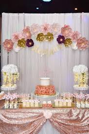 Diy Birthday Cake Table Decoration Ideas Esteemed Cured Quinceanera Party Diy Don T Delay Rose Gold Party Rose Gold Theme Rose Gold Party Theme