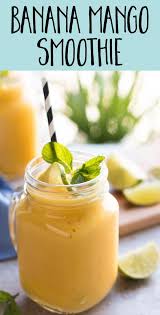 This Easy Banana Mango Smoothie Recipe Is Made Without Yogurt 100 Fruit So Smoothierecipes Mango Banana Smoothie Mango Smoothie Recipes Mango Smoothie