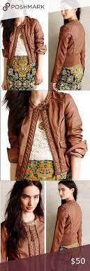 Anthro X Hei Hei Vegan Leather Brown Bomber Jacket Hei Hei For Anthropologie Dara Faux Leather M Brown Bomber Jacket Bomber Jacket Faux Leather Moto Jacket