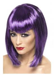 Purple Vamp Bob Costume Wig Vamp Wig Purple Short With Fringe Finish Off Your Halloween Or Fancy Dress Costume With This Gre Halloween Wigs Wigs Purple Wig