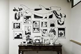 Black And White Mural Street Art Fun Interactive Murals That Play Off One Another Mural Wall Murals Painted Cartoon Wall