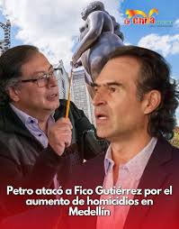 El presidente Gustavo Petro cuestionó la gestión del alcalde Federico  Gutiérrez tras el incremento de hom1cidios en Medellín durante 2025. Según  cifras del SISC, entre enero y julio se han registrado 200