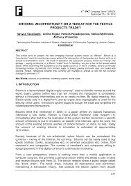 Bitcoin was invented in 2009 by a person (or group) who called himself satoshi nakamoto. Pdf Bitcoins An Opportunity Or A Threat For The Textile Products Trade