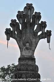 Statue Of The Buddha Meditating Under The Protection Of A Seven Headed Naga Serpent At Sala Kaew Ku Nong Khai Tourismthailand Blog Buddha Statue Naga