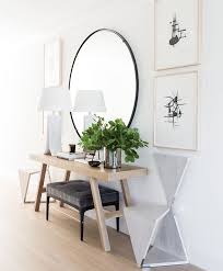 Entry Table With Bench Underneath Or Sitting Next To It Want Entry Table And Mirror B House Beautiful Magazine Interiors Hallway Designs Entry Table Decor