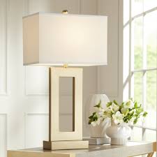 1pc e27 bulb for table lamp wattage: 360 Lighting Modern Glam Luxury Table Lamp Gold Metal Open Base Oatmeal Rectangular Shade For Living Room Bedroom House Bedside Walmart Com Walmart Com