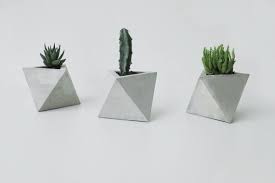 Frauklarer Octahedron Concrete Planter Handmade Cachepot Modern Geometric Style Concrete Pot Concrete Planters Geometric Planter Concrete Pots