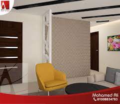 خلفية للحائط بلاط ثرى دى فى الريسبشن مع بارتيشن فاصل home decor furniture room divider