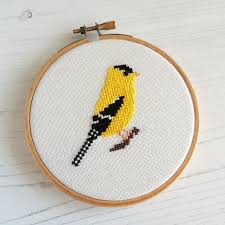 Easy Small Bird Cross Stitch Pattern A Counted Cross Stitch Pattern Of An American Goldfinch Familiar Across Much Of North Ameri Cross Stitch Bird Birds Embroidery Designs Bird Embroidery Pattern