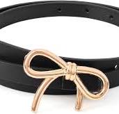 Mikovivi Gold Bow Belt Women, Elastic Leather Skinny Waist ...