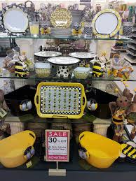 The Spring Shop Black White And Yellow Home Decor Display From Hobby Lobby Bumble Bee Plates Bees Cake St The Spring Shop Yellow Home Decor Decor Display