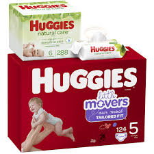 Featuring a convenient wetness indicator on every diaper, you and baby will . Huggies Brand Bundle Huggies Little Movers Baby Diapers Size 5 124 Ct Huggies Natural Care Unscented Baby Wipes Sensitive 6 Disposable Flip Top Packs 288 Total Wipes Packaging May Vary