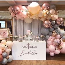 Decoracion para primera comunion con globos nino y nina. Colores Para Decoracion De Bautizos Para Ninos Y Ninas 2019 Baptism Decorations Girl Baptism Party Decorations Girl Baptism Party