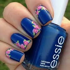 Azul marino y colores amarillo ocre. Azul Marino Manicura De Unas Tipos De Unas Manicura