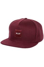 Huf Hat Tonal Box Logo Snapback In Burgundy Red Huf Hats Hat Patches Hats