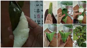 Lilitkan daun kelapa sebanyak tiga lilitan pada tangan kiri dan tangan kanan anda, untuk arah serat silahkan lihat gambar di bawah ini. Cara Mudah Buat Ketupat Pulut Guna Daun Pandan Lembut Harum Semerbak