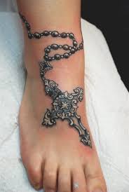 Pretty cross tattoo on ankle. 26 Amazing Cross Ankle Bracelet Tattoos