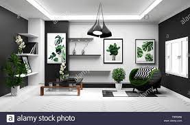 Download This Stock Image Modern Tropical Living Room Interior With Sofa And Green Plants Lamp Modern Living Room Black Tropical Living Room Living Room Green