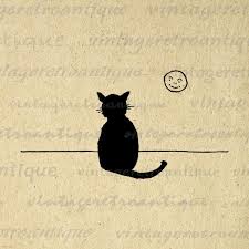 Digital Printable Cat And Moon Download Kitten Illustration Graphic Image Vintage Clip Art Jpg Png Eps Print 300 Clip Art Vintage Cats Illustration Cat Graphic