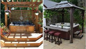 With glass tops you can lay back, relax in privacy, and watch the stars. 15 Hot Tub Deck Surround Ideas