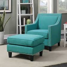 Emery Teal Accent Chair With Ottoman Teal Accent Chair Blue Accent Chairs Teal Chair