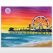 Rainbow road art walk — samo pride. Online Painting Class Santa Monica Pier Virtual Paint Night At Home