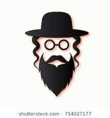 Jewish Men In The Traditional Clothing Orthodox Jew Hat Mustache Glasses Sidelocks And Beard Man Concept Israel Jewish Men Beard Illustration Black Paper