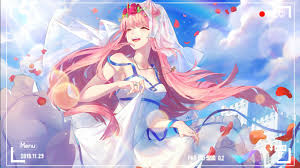 Wallpaper engine enables you to use live wallpapers on your windows desktop. Darling In The Franxx Zero Two Wearing Wedding Dress With Background Of Blue Sky And Clouds 4k 8k Hd Anime Wallpapers Hd Wallpapers Id 42443
