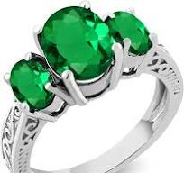 Gem Stone King Nano Emerald & Moissanite Ring – 9.19 Cttw Green Pear Shape  In Sterling Silver, Size 5-9