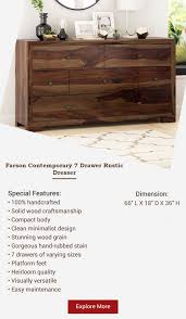 Farson Contemporary Solid Wood Long Bedroom Dresser With 7 Drawers Rustic Dresser Solid Wood Dresser Solid Wood