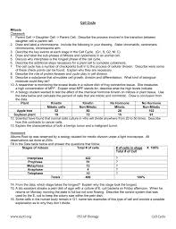 Match the term to the description a. Cell Cycle Answer Key