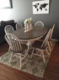 Rustic Solid Wood Kitchen Table And 6 Chairs White Base With Classic Grey Stain Table Top Dining Table Makeover Kitchen Table Wood Shabby Chic Kitchen Table