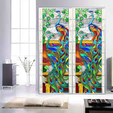 A subtle blend of medium blues, light blues and greenish blues. Static Cling Or Self Adhesive Film For Window Stained Opaque Glass Sticker Stealth Peacock Bathroom Door Sticker Custom Size Buy Cheap In An Online Store With Delivery Price Comparison Specifications Photos