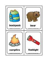 Camping Objects Picture Word Flash Cards Flashcards Daycare Infant Room Cards