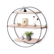 Diy wooden peg rail with shelf — design on her mind. Modern Retro Floating Shelves 3 Tier Round Wood Wall Shelf And Metal Hanging Shelf Rustic Decor Chronos Stores