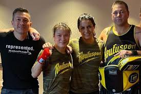 @suckerpunchent @perfectsportstm athlete @grrrl_clothing athlete. Comrades In Arms Weili Zhang Trains With Tulsi Gabbard Mmamania Com